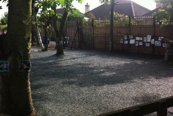 Rubber mulch around trees
